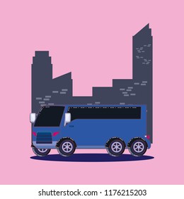 bus at the city design