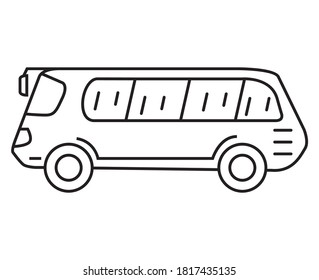 Bus city outline vector icon.Public   passenger transport.Isolated on a white background.