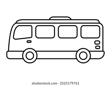 Bus clip art. Outline design for kids drawing and coloring. Vector illustration.