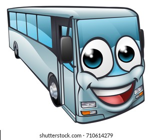 A bus or coach cartoon character mascot