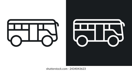 Bus Coach Icon Designed in a Line Style on White background.