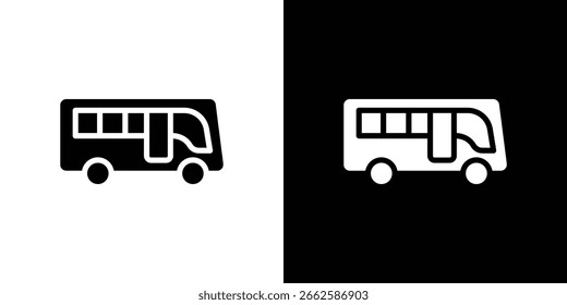Icono de autobús en estilo glifo negro. Ilustración vectorial de colección de silueta.