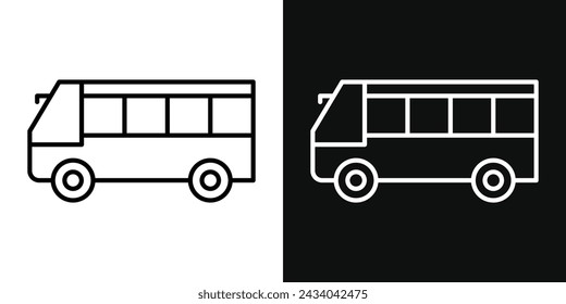 Bus Coach Icon Set. Vector Illustration