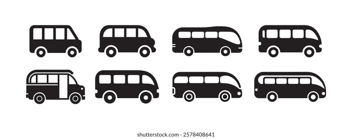 Bus and Coach Icons On White Background