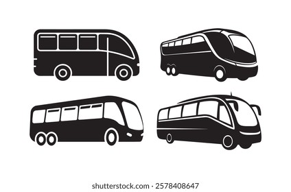 Bus and Coach Icons On White Background