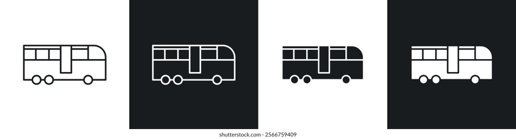 Bus coach icons in Thin line black color. flat simple vector symbols illustration.