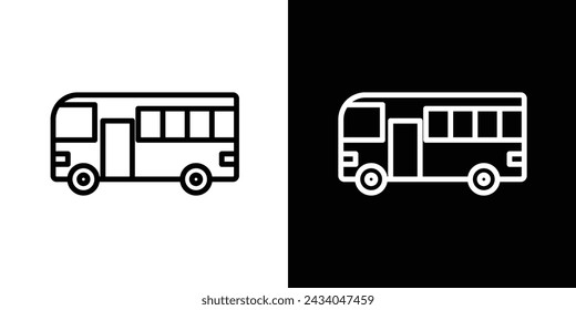 Bus Coach Line Icon on White Background for web.