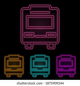 conjunto de neones color de bus. Línea delgada simple, vector de contorno de iconos web para ui y ux, sitio web o aplicación móvil