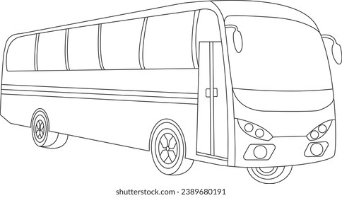 Bus coloring page, Bus coloring book 