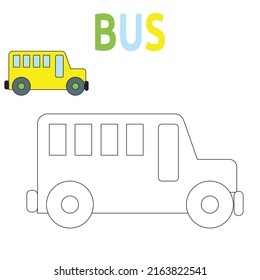 Bus coloring page illustration. Coloring book transportation theme. Bus isolated on white background. eps10 vector illustration.