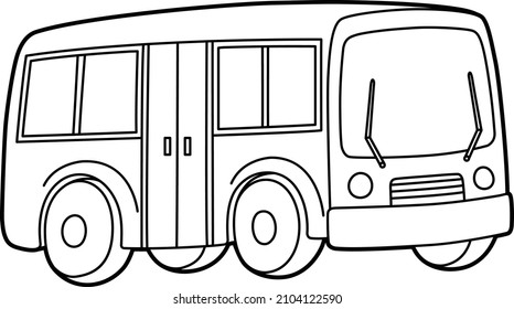 Bus Coloring Page Isolated for Kids