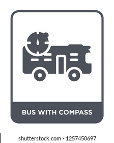 bus with compass icon vector on white background, bus with compass trendy filled icons from Mechanicons collection, bus with compass simple element illustration