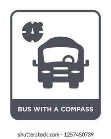 bus with a compass icon vector on white background, bus with a compass trendy filled icons from Mechanicons collection, bus with a compass simple element illustration