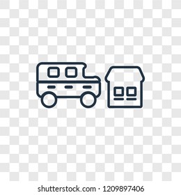 Bus concept vector linear icon isolated on transparent background, Bus concept transparency concept in outline style