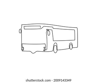 Bus continuous line drawing. One line art of urban transport, city transport, busload.