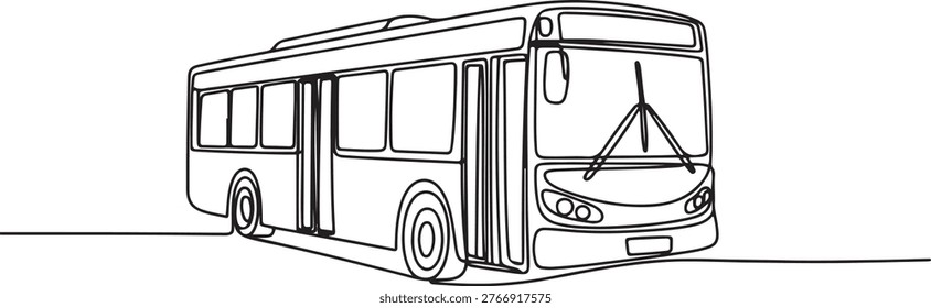 Bus continuous line. Continuous one line drawing of bus. Public transportation concept.one line drawing vector illustration
