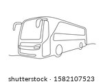 Bus continuous line vector illustration