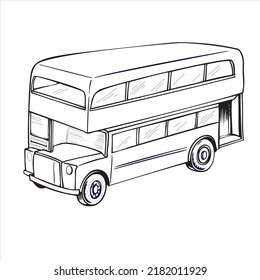 bus contour isolated on a white background. Side view. bus Vector illustration. children coloring book page  toy 