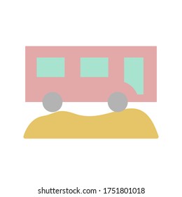 Bus in der Wüste Symbol. Einfache, farbige Vektorelemente von Wildnis-Symbolen für i und ux, Website oder mobile Anwendungen