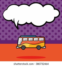 bus doodle, speech bubble