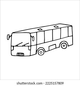 Ilustración vectorial de estilo doodle de bus aislada en fondo blanco. Gráfica de transporte a mano