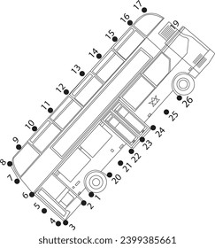 Bus dot to dot coloring page for all ages