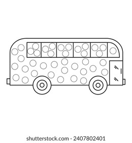 Bus dot marker coloring page for kids. Line art coloring page design for kids , dot a dot coloring pages