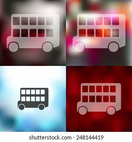 bus double decker icon on blurred background