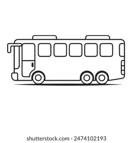 bus drawing with line art style. Isolated on white background. Simple design outline style. You can give color you want. For coloring. Vector illustration