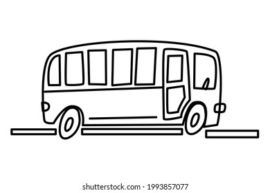 Un bus dibujado a mano con un contorno. Dibujo de contorno, icono