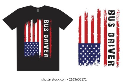 Bus Driver American Distressed Flag Design