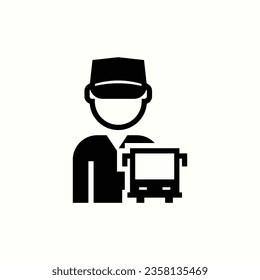 bus driver black icon, isolated icon in light background, perfect for website, blog, logo, graphic design, social media, UI, mobile app