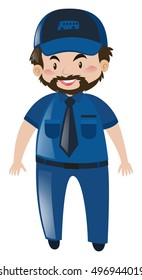 Conductor de bus con ilustración de uniforme azul