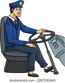 Bus Driver Cartoon Colored Clipart Illustration