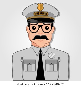 Bus Driver Cartoon Face. Vector illustration.