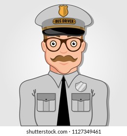 Bus Driver Cartoon Face. Vector illustration.