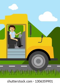 Bus Driver Flat Vector Illustration