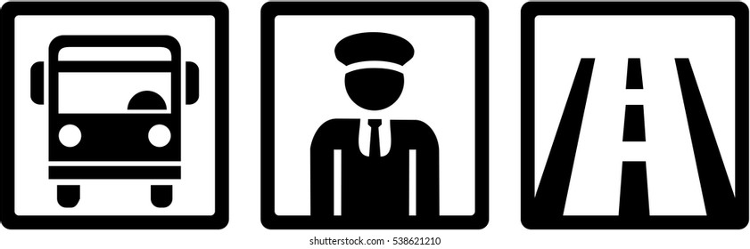 Bus driver icons - bus, driver and street