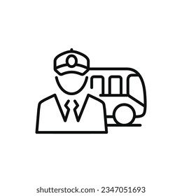 Bus driver line icon isolated on white background