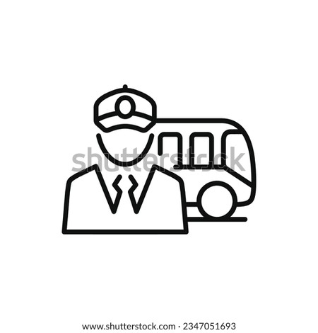 Bus driver line icon isolated on white background