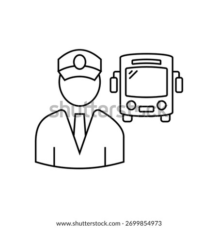 Bus driver line icon isolated on white background