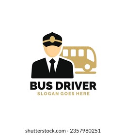 Bus driver logo design vector illustration