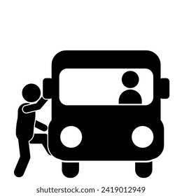 Bus driver and passenger icon. Simple illustration of bus driver and passenger vector icon for web