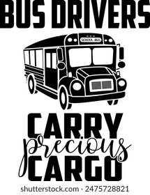 Bus drivers carry precious cargo on the white background. Vector illustration