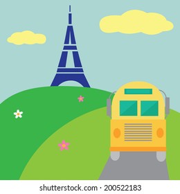 Bus with Eiffel tower