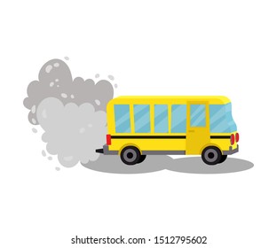 Bus With The Exhaust Gases. Vector Illustration On A White Background.