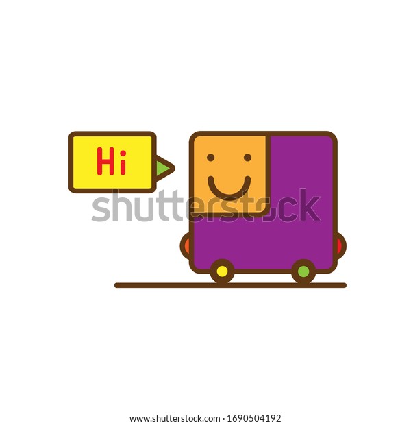 the
bus with the face says hi, simple vector
illustration