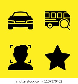 bus, favourite, user and car vector icon set. Sample icons set for web and graphic design