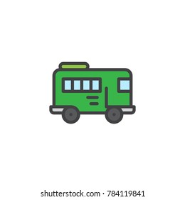 Bus filled outline icon, line vector sign, linear colorful pictogram isolated on white. School bus symbol, logo illustration. Pixel perfect vector graphics