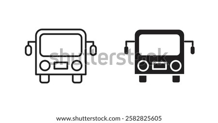 Bus filled and outlined icons vectors on white background